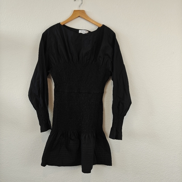 Derek Lam Collective Dua Puff-Sleeve Smocked Cotton Mini Dress Size 4 Women's - Picture 5 of 15